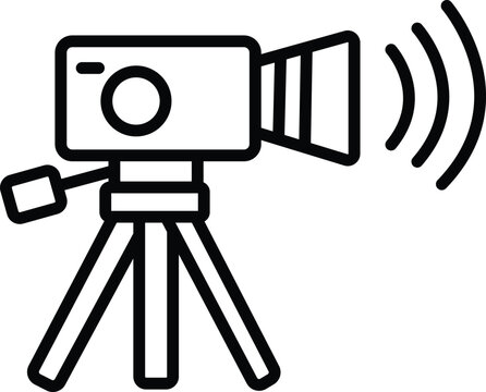 recommend clip art: Outline design of a video camera icon for digital media and technology concepts