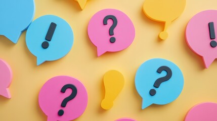 Naklejka premium Clean layout with speech bubbles highlighting questions and answers.