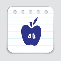 Apple doodle icon or logo, hand drawn in flat style. Isolated on white background. Vector illustration