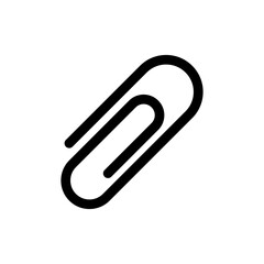 Black isolated icon of paper clip on white background.