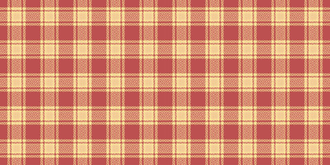 Couch seamless tartan background, production pattern vector plaid. Relief check textile fabric texture in red and yellow colors.