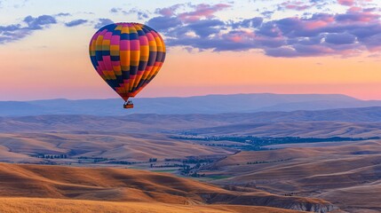 Fototapeta premium Hot Air Balloon in a Vibrant Valley View