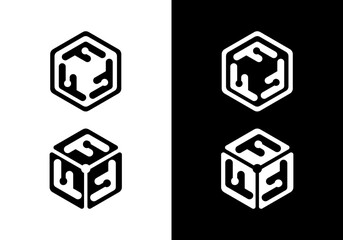 Letter f with Hexagon Technology Logo. Vector logo template