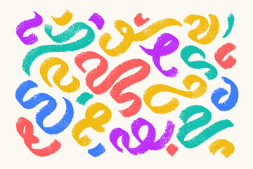 Fototapeta premium Abstract textured hand drawn swirl shapes set. Vector artistic wavy lines. Graphic elements collection.