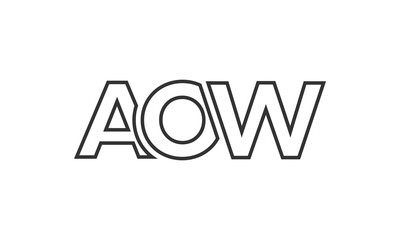 AOW logo design template with strong and modern bold text. Initial based vector logotype featuring simple and minimal typography. Trendy company identity.