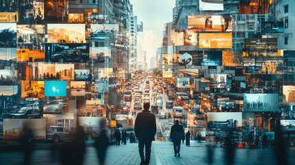 Obraz premium Collage Visual of Various Business Scenes: Wide-Angle Image for Banners or Advertisements