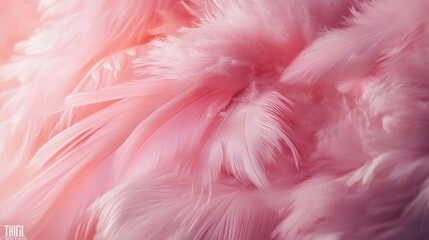 Pink flamingo feathers on background