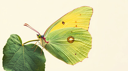 A candid glimpse of a brimstone butterfly, gonepteryx rhamni, female. Brimstone. Illustration