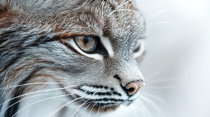 Obraz premium Close-up of majestic cat with intense gaze and whiskers.