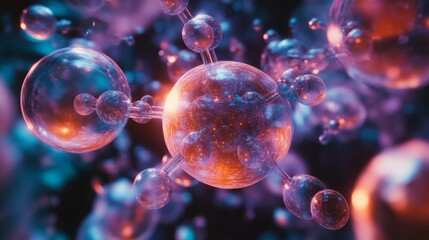 Close-up of colorful glass orbs with reflections