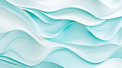 Fototapeta premium A serene, abstract representation of the ocean with calm, undulating waves in soft blues and turquoise tones, evoking tranquility and peacefulness.