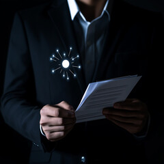 businessman holding papers