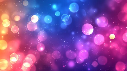 Abstract glowing bokeh lights in vibrant blue and pink colors