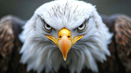 Obraz premium Eagle animal portrait showcasing majestic wildlife, bird of prey head closeup, beautiful predator with piercing gaze, nature powerful hunter in focus, wild raptor fierce expression.
