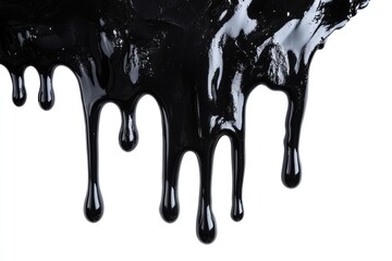 Melting Black Drip: Halloween-Inspired Resin Texture Flowing Down on Clean White Background
