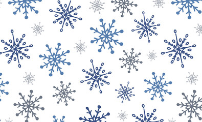 Snowflake pattern, vector winter seamless background, beautiful print for printing and decorating New Year and Christmas	