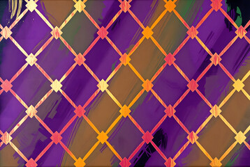 Geometric pattern with vibrant colors and bold lines on a textured background with copy space