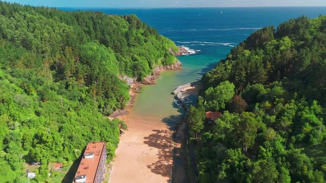 Aerial view of Ea fishing village in Biscay, Basque Country, Spain