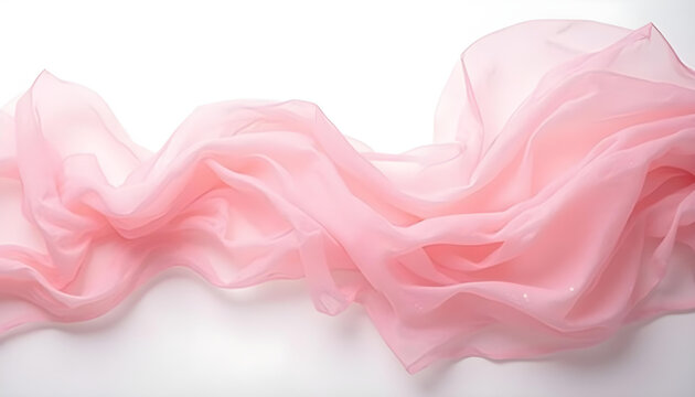 Tela de gasa de color rosa en movimientos delicados. Fondo rom&aacute;ntico para banner, anuncios, tarjetas, amor.