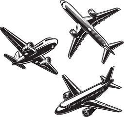 Airplane silhouette vector art illustration file