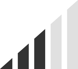 Simple and minimalist bar chart featuring dark and light gray bars illustrating rising profits over time against a clean white background, emphasizing business growth and success