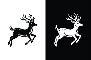 Deer running icon vector on White Background ,Vector Art Illustration on white background.