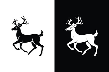 Deer running icon vector on White Background ,Vector Art Illustration on white background.