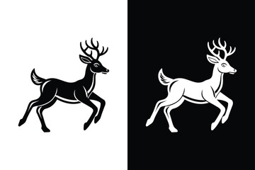 Deer running icon vector on White Background ,Vector Art Illustration on white background.