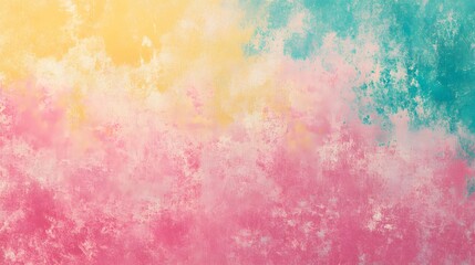 The background texture consists of a pink, yellow, and turquoise gradient noise grain