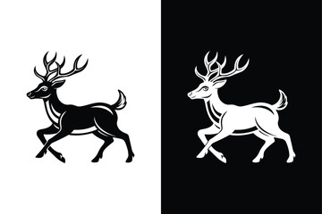 Deer running icon vector on White Background ,Vector Art Illustration on white background.