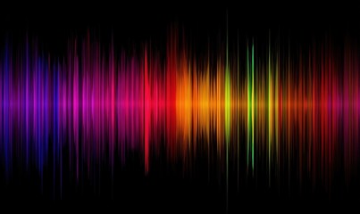 Colorful sound wave visualization, vibrant spectrum of colors representing audio frequencies, smooth gradients, digital art