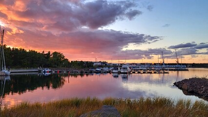 sunset over the lake
