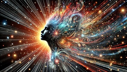 create a depiction of human excitement as explosive bursts of light and color, with intricate, dynamic designs symbolizing energy and anticipation using Generative AI