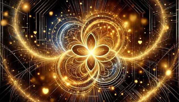 Illustrate gratitude through glowing, golden tones and interwoven shapes that convey warmth, appreciation, and connection using Generative AI