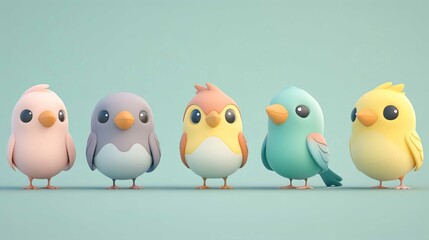 Fototapeta premium Cute Cartoon Chickens and Baby Chicks in Easter Holiday Illustration