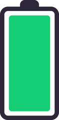 Full battery icon representing maximum charge and energy storage, symbolizing power availability and readiness for use in electronic devices