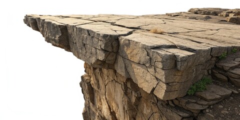 crag rock formation with visible erosion patterns and a rough texture. Isolated on background,