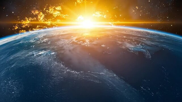 Earthrise: A breathtaking view of Earth from space, bathed in the golden light of a spectacular sunrise. The image evokes a sense of wonder, reminding us of the beauty and fragility of our planet. 