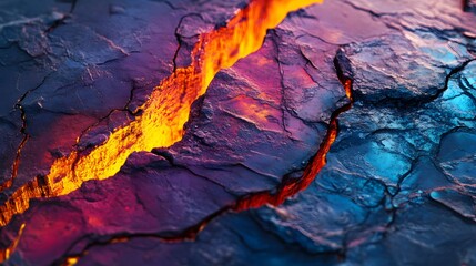Fototapeta premium An artistic rendition of Earths cross-section with glowing fissures in the crust.