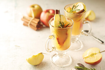 Warm apple autumn drink with cinnamon