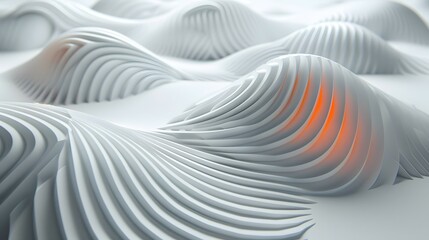 Obraz premium Abstract 3D Landscape with Layered White Waves