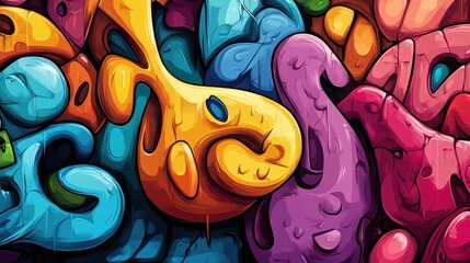 Obraz premium Intricate graffiti art with stylized characters and dynamic background