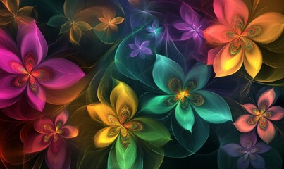 Abstract Multicolored Painting Wallpaper. Stylish Art Texture with Flowers.
