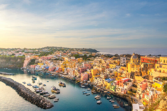 Procida island and village with colorful houses. Campania, Italy.