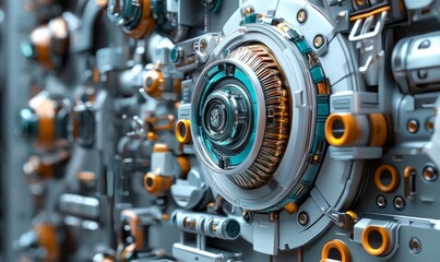 Advanced . Tech Background with Multicolored, Sci-Fi Hardware.