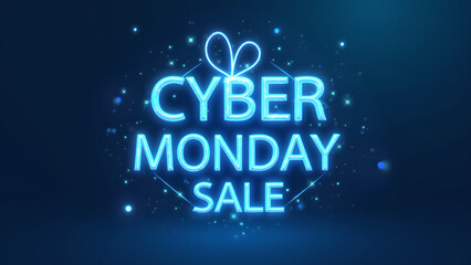 Cyber Monday Sale Neon Sign. Concept of Online Shopping and Discount.