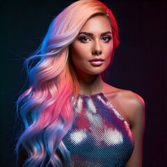 Closeup of a lady mermaid, iridescent scales, flawless skin