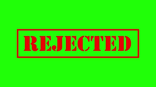 rejected word seal stamp 4k animation red color rejected stamp 4k animation with green chroma key background or white background