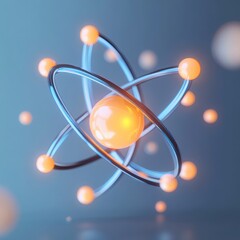 A vibrant and modern depiction of an atomic model, showcasing electrons orbiting around a central nucleus in a creative design.