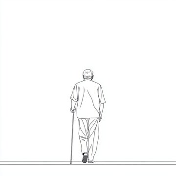 recommend clip art: A flat doodle art of elderly people, created with a single continuous line drawing. The isolated hand-drawn contour features both male and female seniors on a white background.